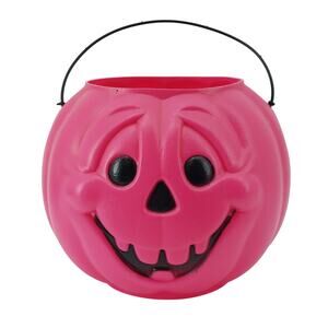 Pink Pumpkin Halloween Bucket Blow Mold General Foam Plastics Candy Pail